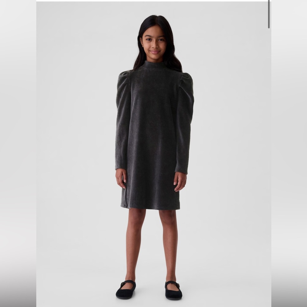 GAP Kids Puff-Sleeve Black Corduroy Dress Size L Size 10